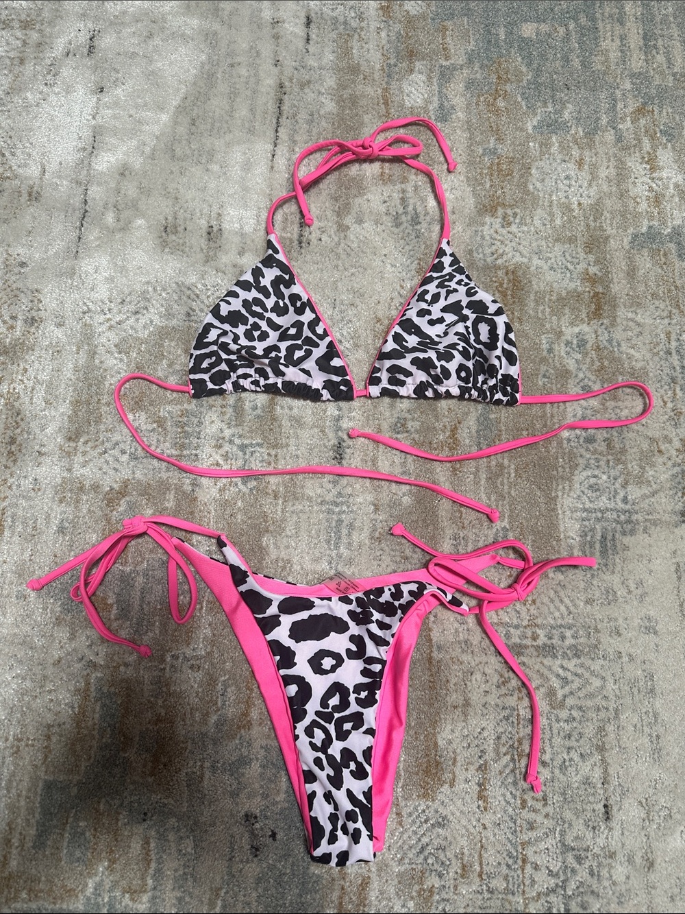 Black & White Leopard Print String Bikini